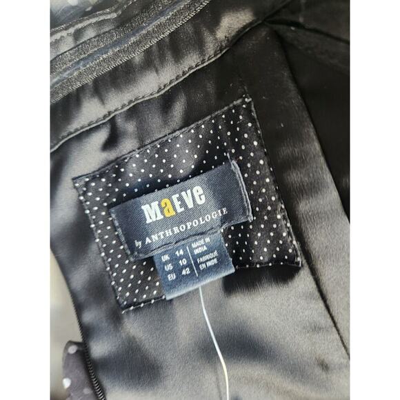 NWT Anthropologie 3D Floral Polka Dot Mini Dress size 10 Black #8A413 - Picture 10 of 12